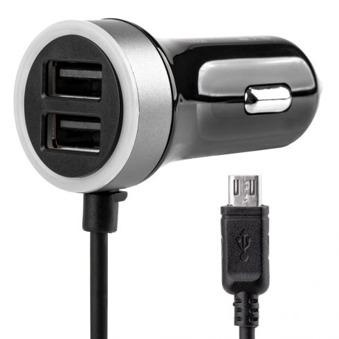 Auto punjač pch pro-01 microusb + 2x usb 2.4a 12v 24v amio-02056