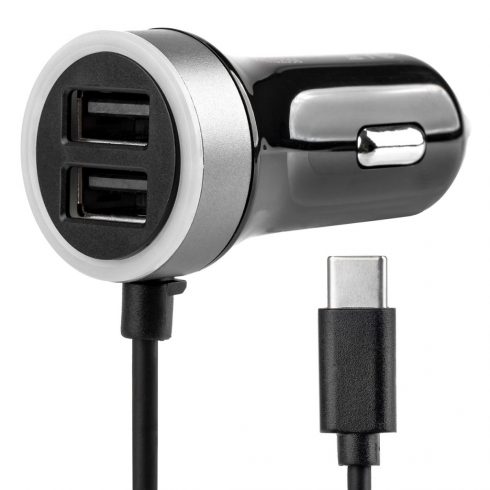 Auto punjač 12v 24v usb-c + 2x usb 2.4a pro-3 amio-02058