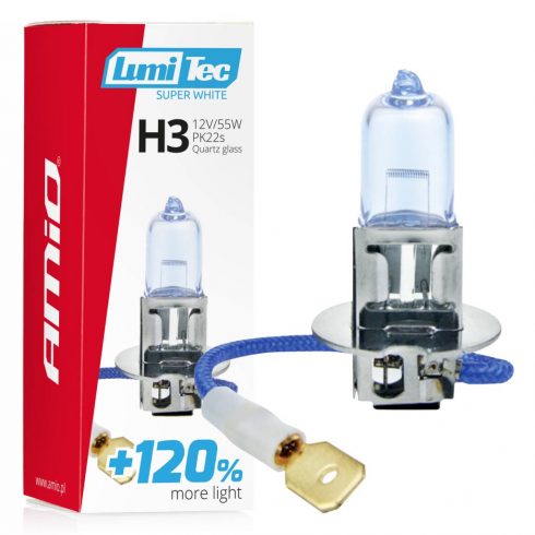 Halogena žarulja h3 12v 55w lumitec super bijela +120% amio-02136