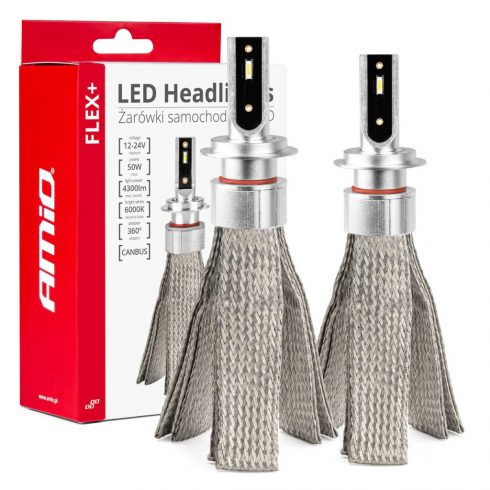 LED auto žarulje flex+ serija h7 h18 12v 24v 6000k canbus amio-03659