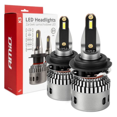 LED auto žarulje serije k3 h7-6 12v 6000k canbus amio-03685