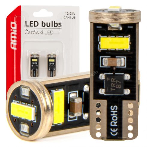 LED žarulje canbus t10e w5w 3x2055 smd bijele 12v 24v amio-03720