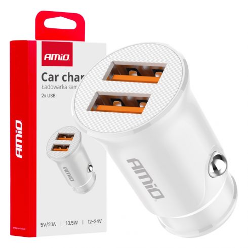 Auto punjač 2x USB-A 2.1a amio-03872