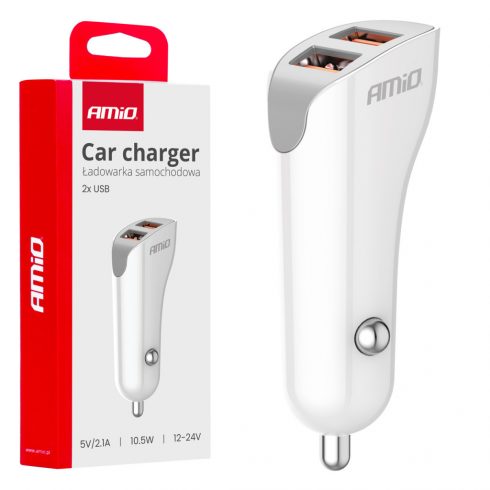 Auto punjač 2x USB-A 2.1a amio-03874