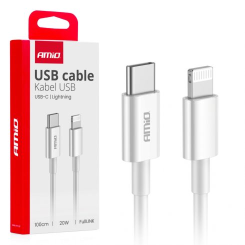 USB-C kabel za punjenje - Lightning iPhone PD 20w 100cm fulllink amio-03898