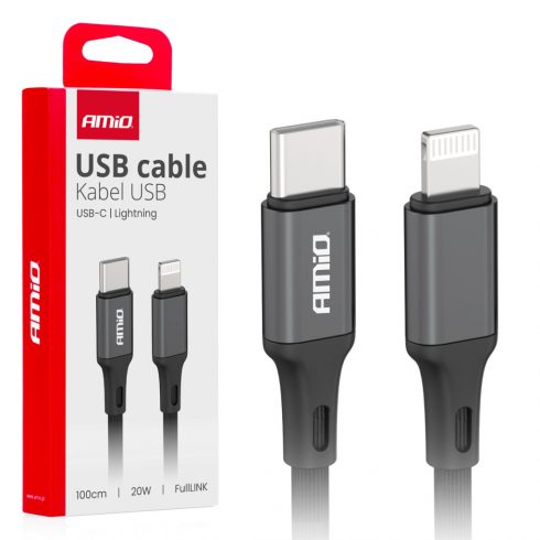 USB-C kabel za punjenje - Lightning iPhone PD 20w 100cm fulllink amio-03904