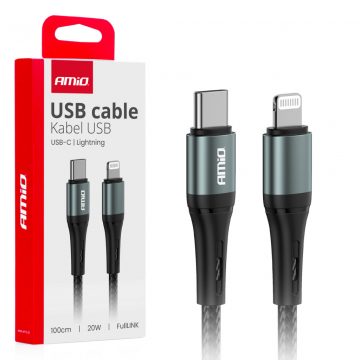   USB-C kabel za punjenje - iPhone Lightning 20w 100cm amio-03916