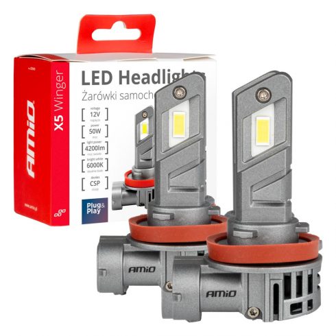 LED žarulje za auto serije x5 krilo h8 h9 h11 6000k canbus amio-03947