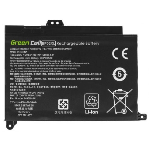 Green Cell/ HP/ 7.7V/ 4400 mAh/ Li-Pol/ HSTNN-LB7H/ BP02XL/ Pavilion 15-AU 15-AU051NW AU071NW/ neoriginal