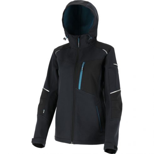 Softshell jakna s kapuljačom. ženska crna - tirkiz.,"3xl",ce,lahti