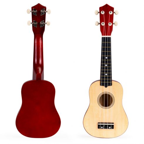 Dječja drvena ukulele gitara, sa 4 najlonske žice, smeđa ECOTOYS