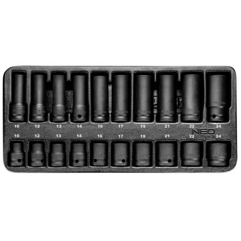 1/2" udarni ključevi, 10-24 mm, set od 20 komada, umetak