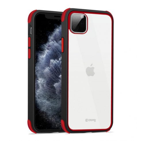 Crong Trace Clear Cover - Hybrid Protective Case za iPhone 11 Pro (crna/crvena)