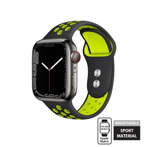 Crong Duo Sport - remen za Apple Watch 38/40/41 mm (crna/limeta)