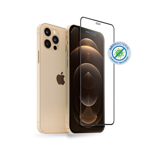 Crong Anti-Bacterial 3D Armor Glass - 9H kaljeno staklo za cijeli ekran iPhone 12 Pro Max + okvir za ugradnju