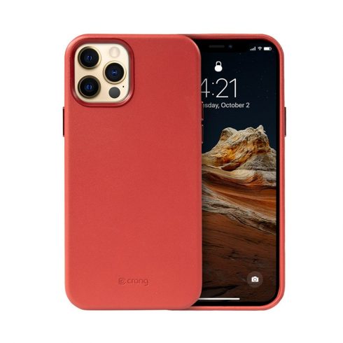 Crong Essential Cover - Kožna torbica za iPhone 12 Pro Max (crvena)