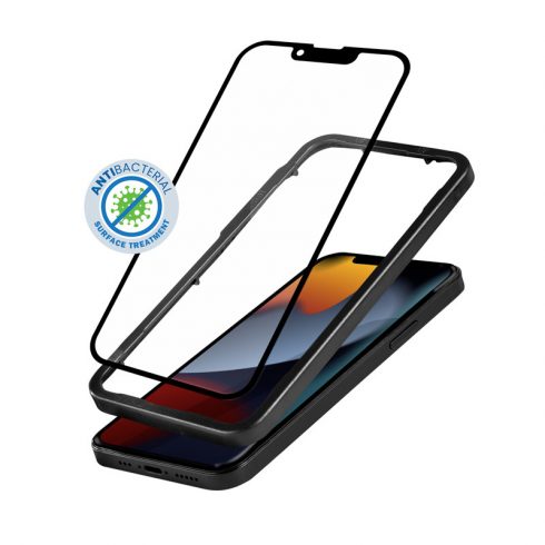 Crong Anti-Bacterial 3D Armor Glass - 9H kaljeno staklo za cijeli zaslon iPhone 14 Plus / iPhone 13 Pro Max + okvir za ugradnju