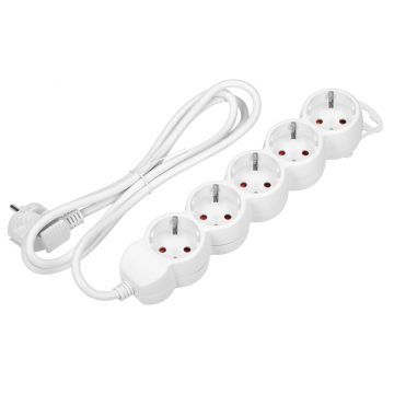   5-kraki produžni kabel 2P+Z (šuko), 1,5m H05VV-F 3x1,0mm?, Imax=10A, bijeli