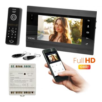   VIFIS Full HD video interfonski set sa Full HD kamerom (handsfree, enkripcija, proximity čitač, kontrola aplikacije, napajanje na DIN šinu, crna)