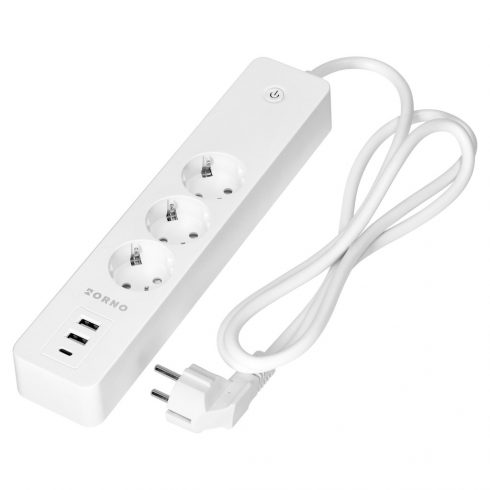 Produžni kabel s 3 Schuko utičnice s uzemljenjem i 2xUSB prekidačem, Tuya Smart Wi-Fi, bijeli