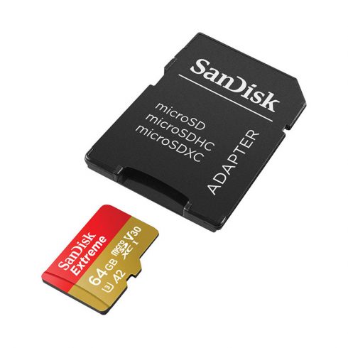 SanDisk Extreme microSDXC - Memorijska kartica 64 GB A2 V30 UHS-I U3 170/80 MB/s s adapterom