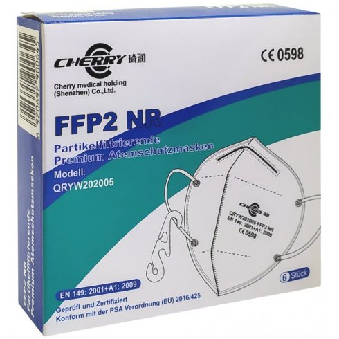 CHERRY 6 kom Respirator QRYW202005 sa zaštitnom klasom filtera FFP2 NR bijela / stupanj filtracije > 95%