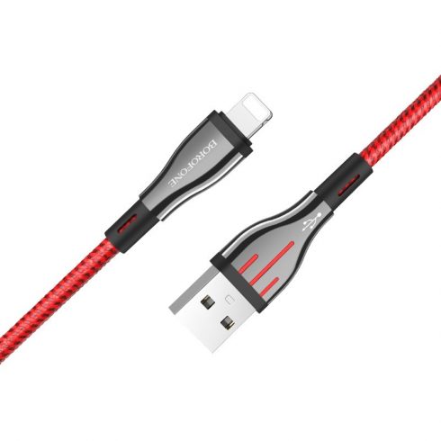 Borofone Highway - 1,2 m USB na Lightning priključni kabel (crno/crveno)