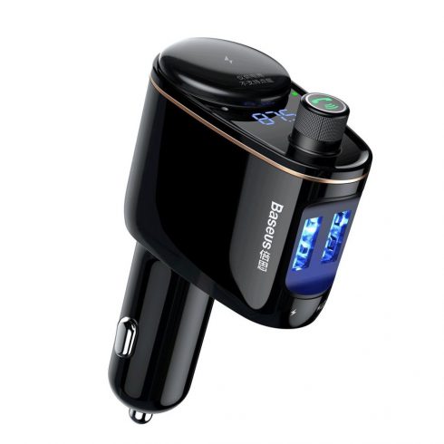 Baseus auto fm transmiter 2x usb, bluetooth - crni