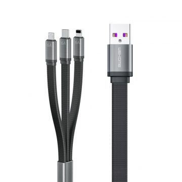   WEKOME WDC-157 King Kong 2. generacije - 3-u-1 USB-A na Lightning + USB-C + Micro USB 6A brzo punjenje 1,3 m priključni kabel (crni)