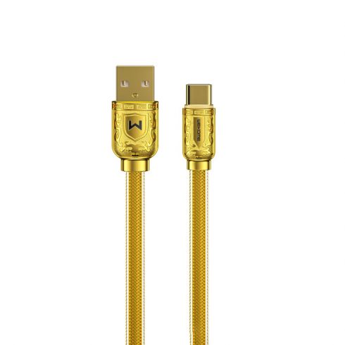 WEKOME WDC-161 Sakin serija - USB-A na USB-C brzo punjenje 6A priključni kabel 1 m (zlato)