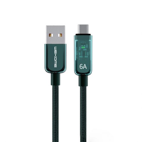 WEKOME WDC-180 Vanguard serija - USB-A na USB-C priključni kabel za brzo punjenje 1 m (zeleni)