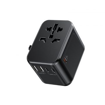   WEKOME WP-U03 Pop Digital Series - EU / UK / US / AU punjač / putni adapter + 3x USB-C & 2x USB-A 30 W (crni)