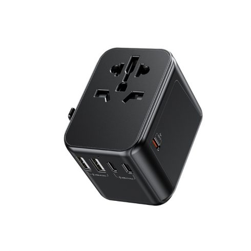 WEKOME WP-U03 Pop Digital Series - EU / UK / US / AU punjač / putni adapter + 3x USB-C & 2x USB-A 30 W (crni)