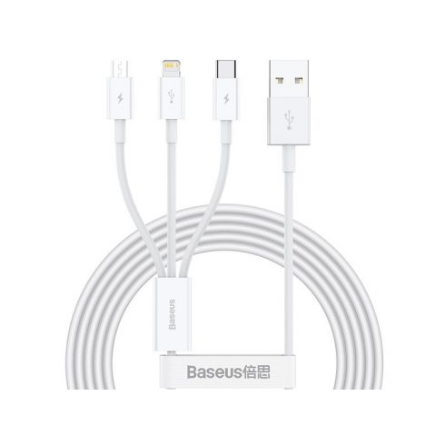 BASEUS 3u1 Superior Series USB kabel, USB-Micro-USB / USB-C / Lightning, 3,5 A, 1,2 m (CAMLTYS-02) bijeli