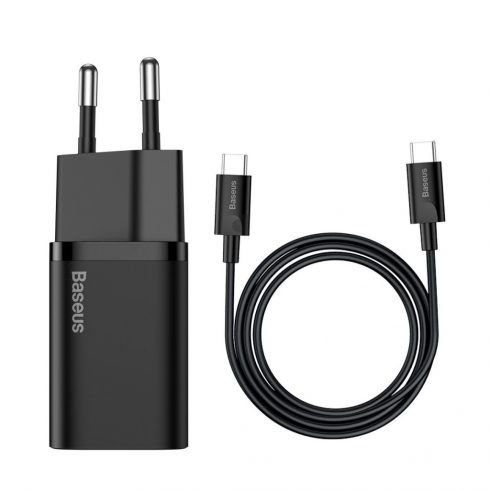 Baseus Mini Power Delivery 25 W USB-C zidni punjač s USB-C kabelom 100 cm, crni