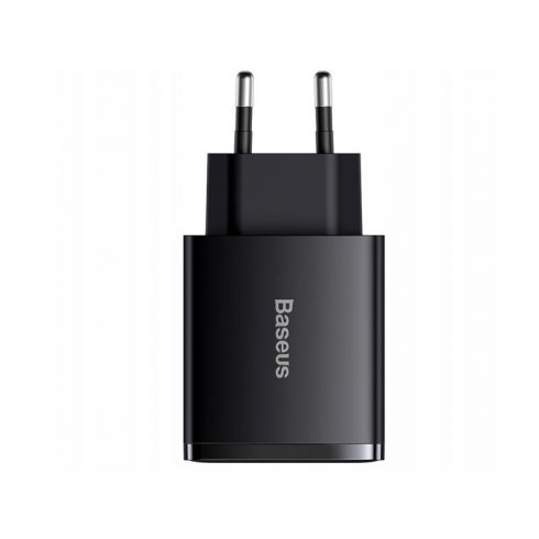 BASEUS Baseus kompaktni brzi punjač, 2xUSB, USB-C, PD, 3A, 30 W (CCXJ-E01) crni