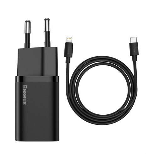 Baseus Super Si Quick Charger 1c 20w USB-C mrežni punjač s Lightning kabelom 100 cm, crni