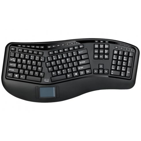 Adesso WKB-4500UB/ bežična tipkovnica 2,4 GHz/ ergonomska/ touchpad/ USB/ crna/ američki izgled