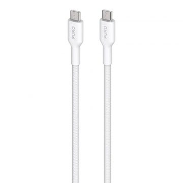   PURO tkanina - izdržljivi pleteni USB-C na USB-C kabel 1,2 m (bijeli)