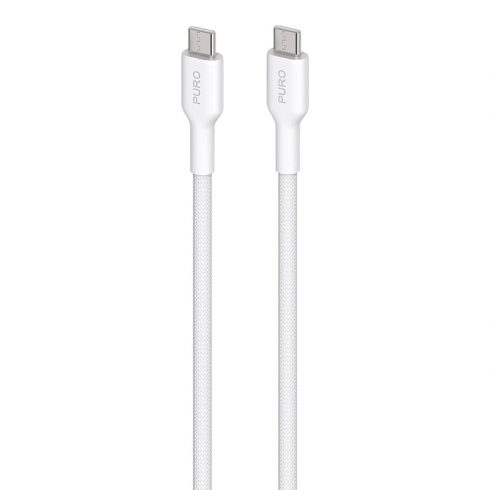 PURO tkanina - izdržljivi pleteni USB-C na USB-C kabel 1,2 m (bijeli)