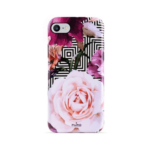 PURO Glam Geo Flowers - Maska za iPhone SE (2022/2020) / 8/7 / 6s (Pink Peonies)