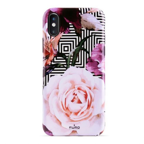 PURO Glam Geo Flowers - Maska za iPhone Xs Max (Pink Peonies)