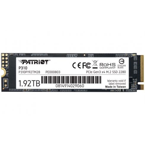 PATRIOT P310 1,92 TB SSD / interni / M.2 PCIe Gen3 x4 NVMe 1.3 / 2280