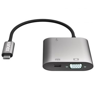   Kanex USB-C VGA adapter s napajanjem - USB 1,5 A, USB-C napajanje 60 W + VGA Full HD (anodizirani aluminij)