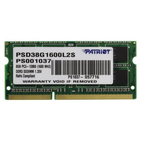 PATRIOT Ultrabook 8GB DDR3 1600MHz / SO-DIMM / CL11 / PC3-12800 / 1.35V