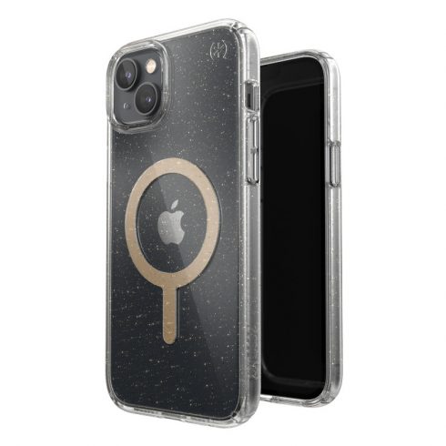 Speck Presidio Perfect-Clear with Glitter + MagSafe - Futrola za iPhone 15 Plus / 14 Plus s MICROBAN premazom (Clear / Gold Glitter)