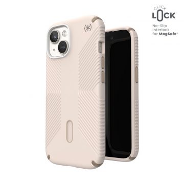   Speck Presidio2 Grip ClickLock & Magsafe - torbica za iPhone 15 / iPhone 14 / iPhone 13 (izbijeljena kost / nasljeđe zlatna / smeđa lješnjaka)