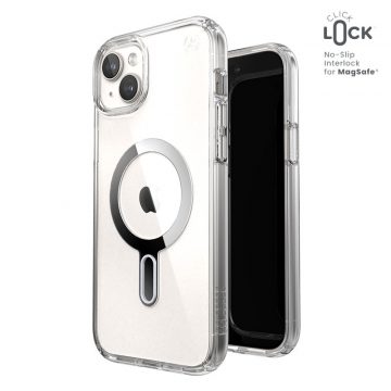   Speck Presidio Perfect-Clear ClickLock & Magsafe - Futrola za iPhone 15 Plus / iPhone 14 Plus (prozirna / kromirana završna obrada / Serene srebrna)