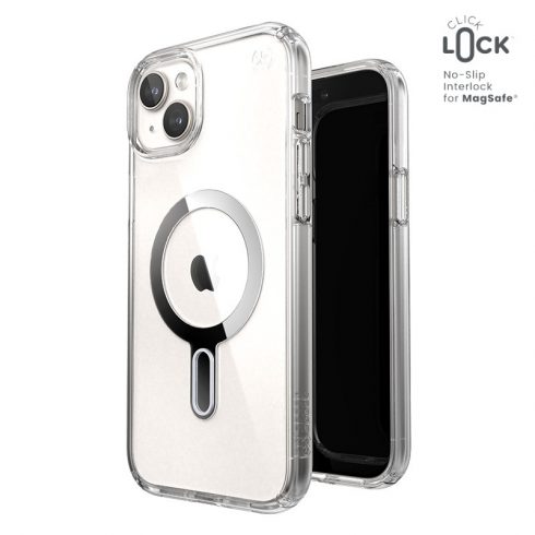 Speck Presidio Perfect-Clear ClickLock & Magsafe - Futrola za iPhone 15 Plus / iPhone 14 Plus (prozirna / kromirana završna obrada / Serene srebrna)