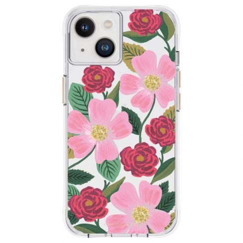 Rifle Paper Clear - kućište ukrašeno zlatom za iPhone 14 / iPhone 13 (Rose Garden)